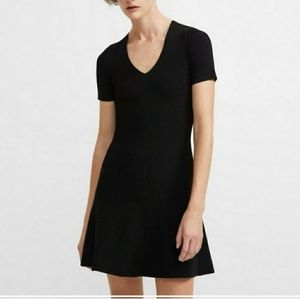 Theory Wool Knit Sweater Dress Skater Black